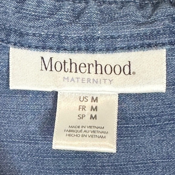 Motherhood Maternity Chambray Shirt Convertible Sleeve Dress M - Picture 3 of 9
